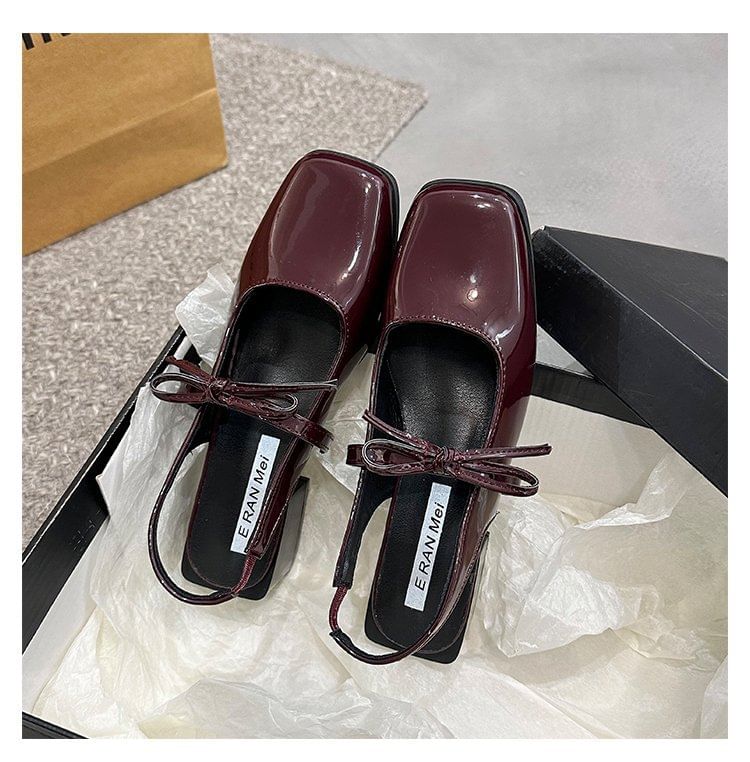 Slingback Square Mary Bow Toe Pumps Jane