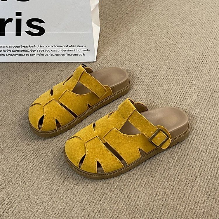 Woven Faux Suede Mules Platform