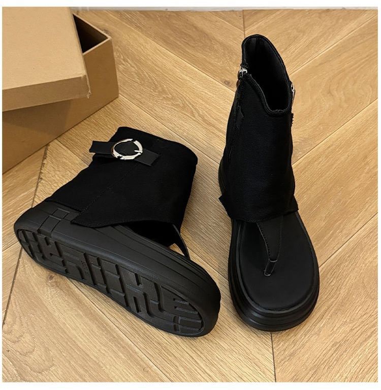 Platform Boots Buckled Thong
