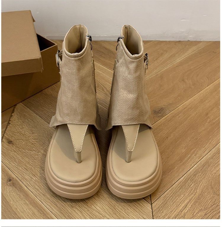 Platform Boots Buckled Thong