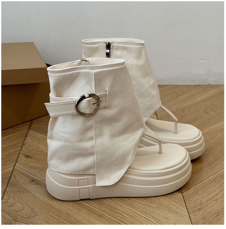 Platform Boots Buckled Thong