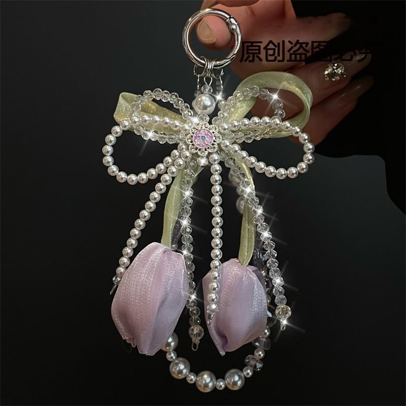 Phone Lanyard with Faux Pearl Pad