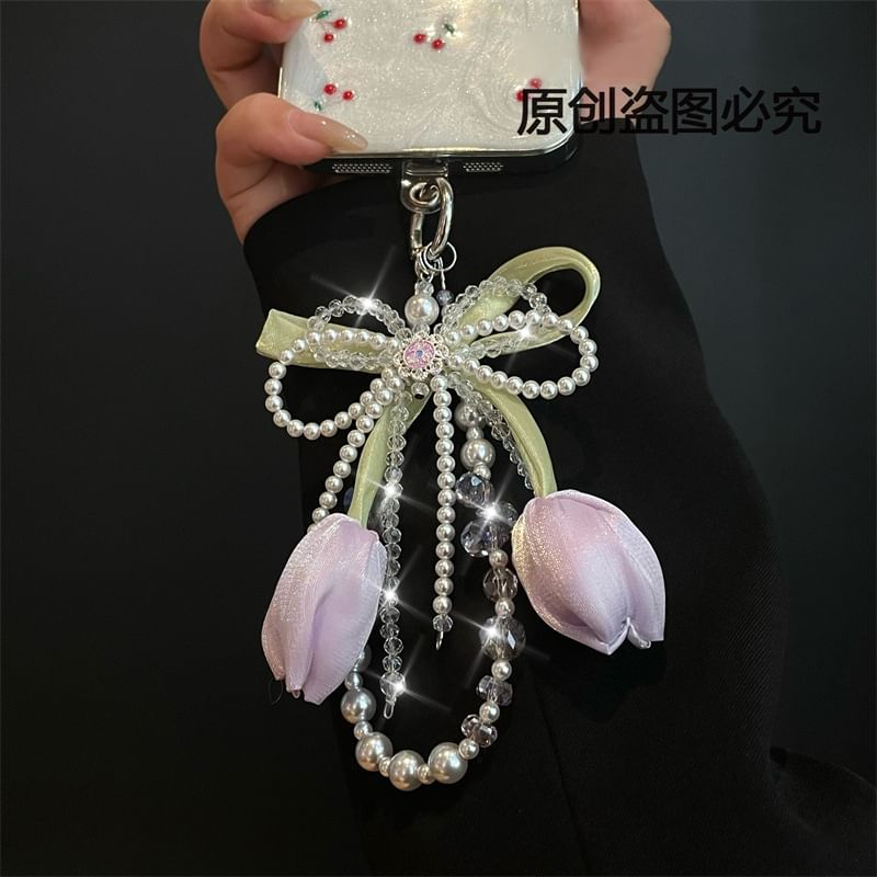 Phone Lanyard with Faux Pearl Pad