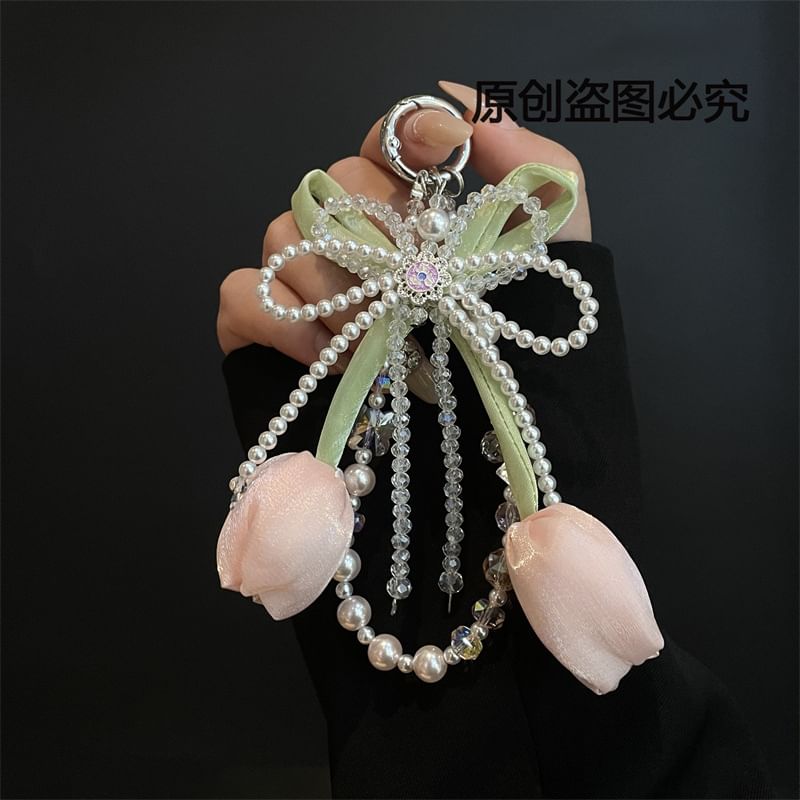 Phone Lanyard with Faux Pearl Pad