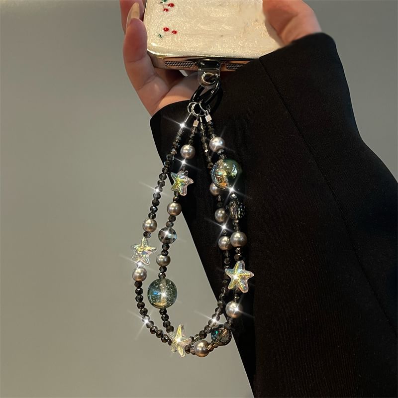 Faux Lanyard Star Pearl Phone