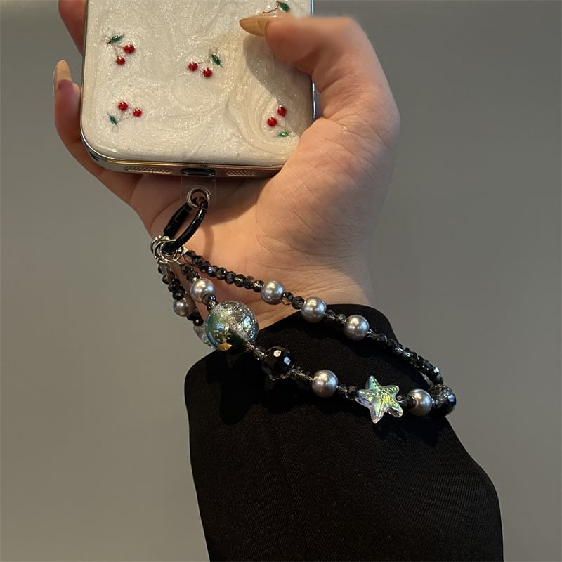 Faux Lanyard Star Pearl Phone