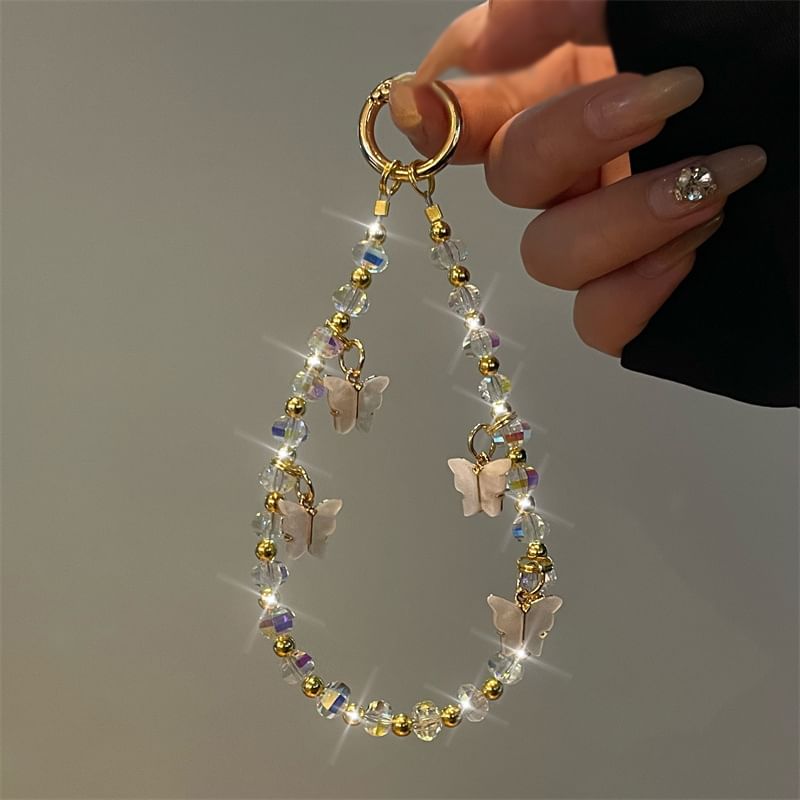 Butterfly Beaded Lanyard Phone