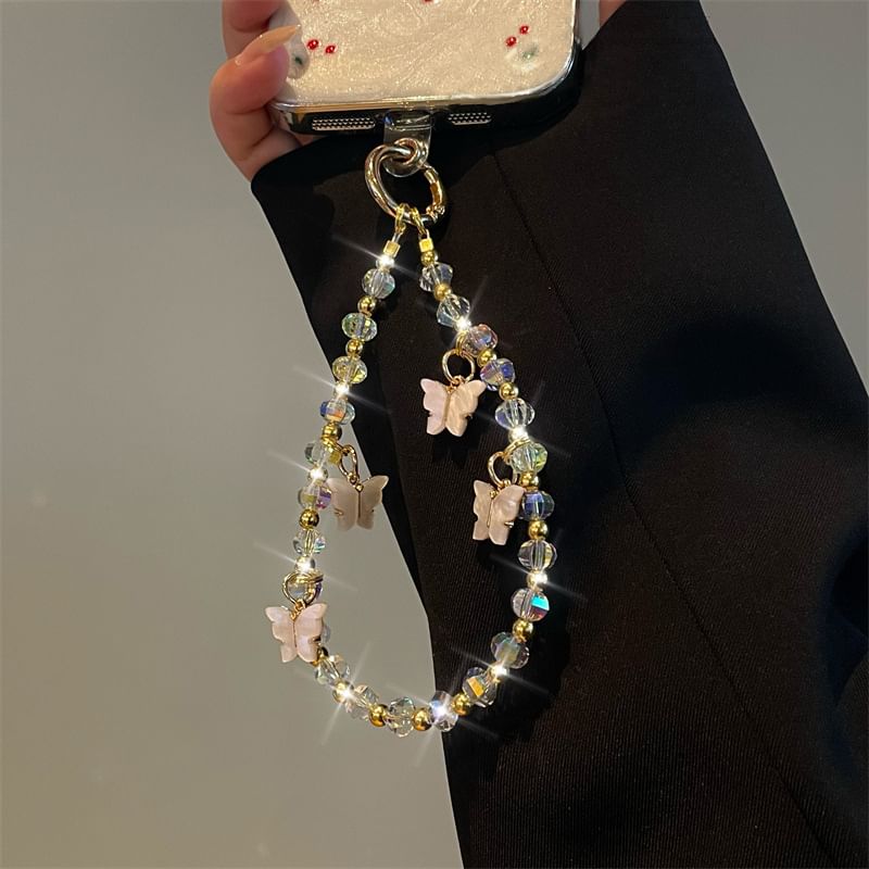 Butterfly Beaded Lanyard Phone