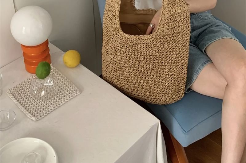 Straw Tote Plain Bag