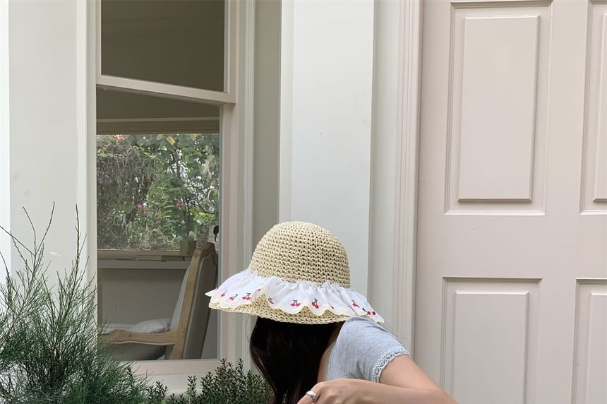 Striped Straw Tote Bag