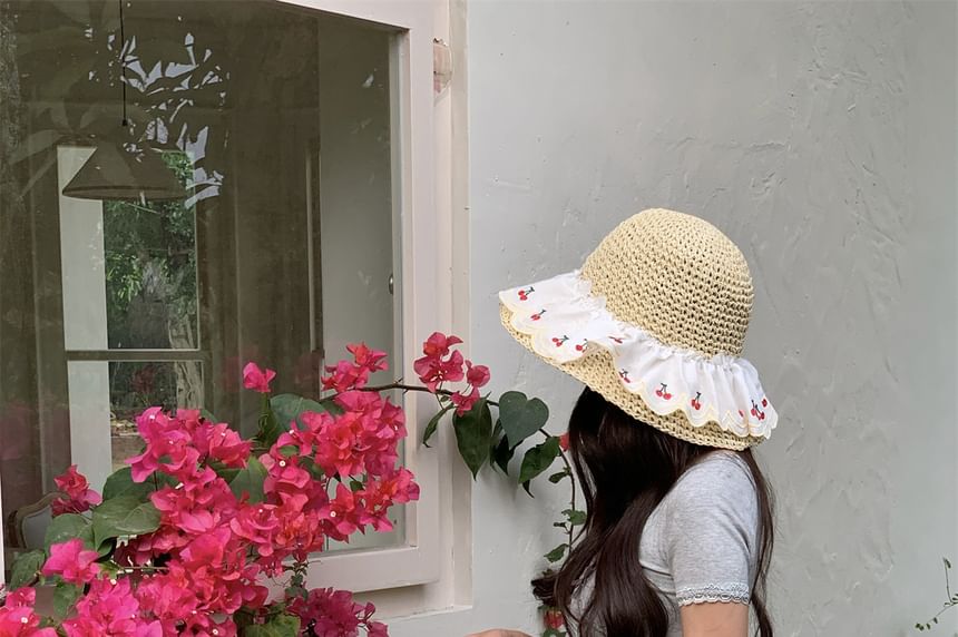 Striped Straw Tote Bag