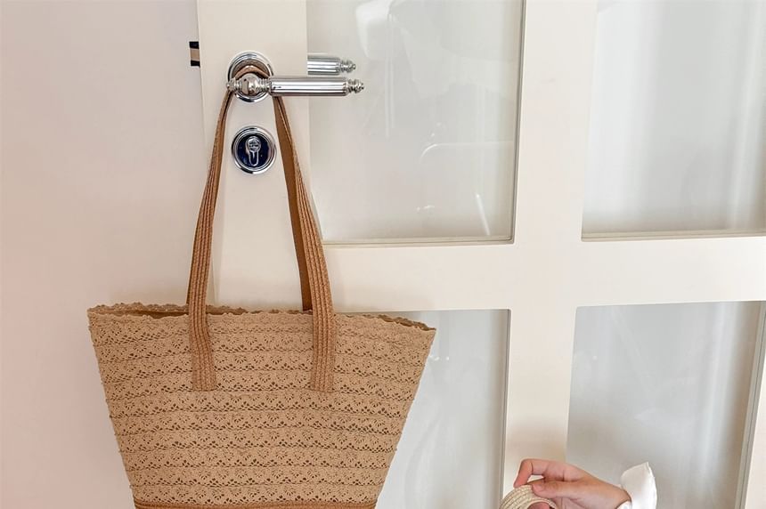 Tote Bag Panel Lace Straw