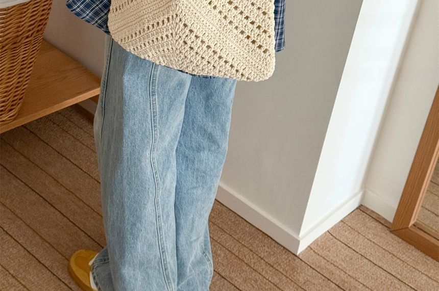 Tote Crochet Bag Tassel Knit