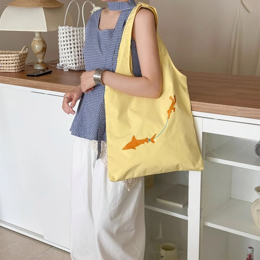 Embroidered Bag Tote Nylon