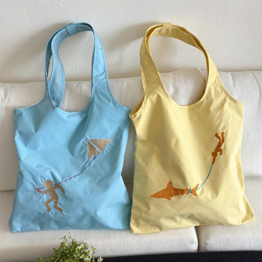 Embroidered Bag Tote Nylon