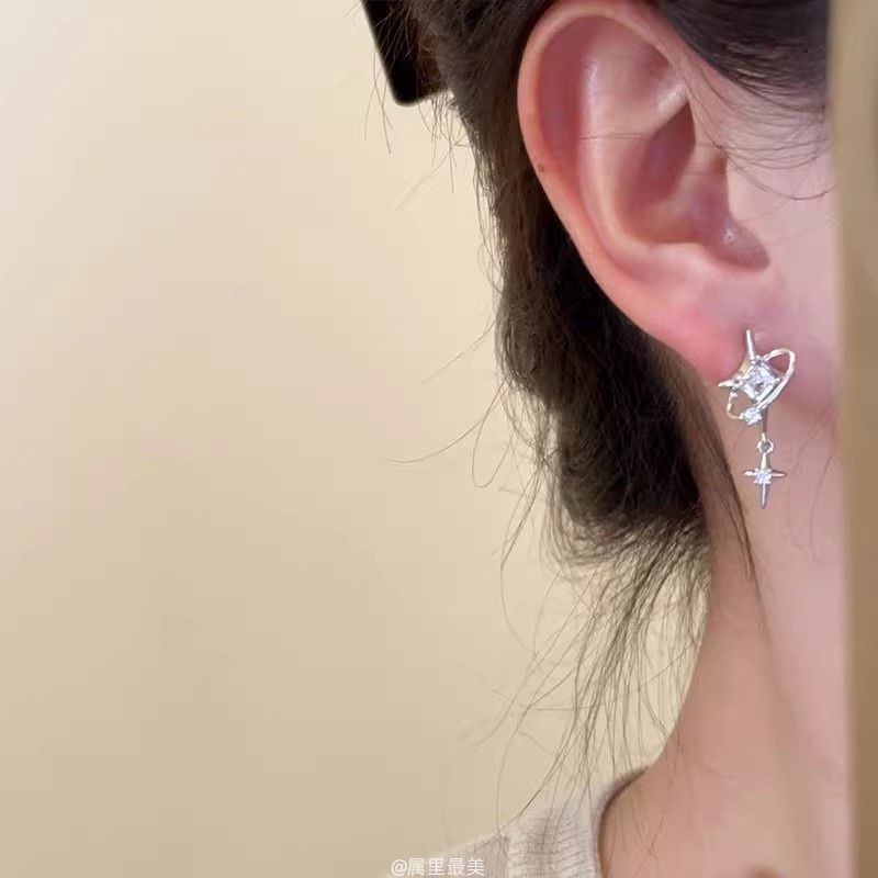 Earring CZ Drop Star