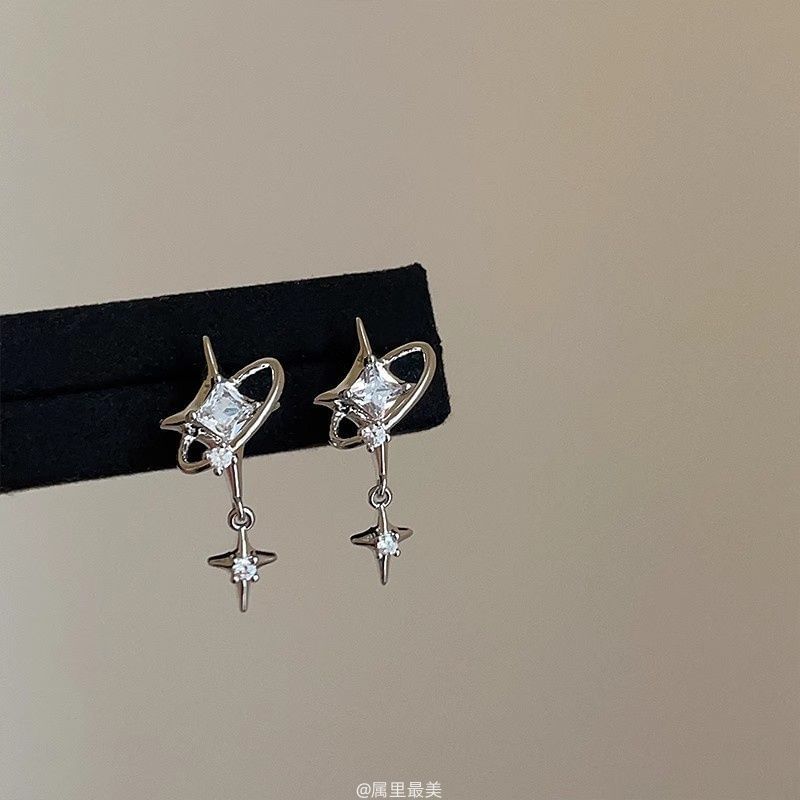 Earring CZ Drop Star