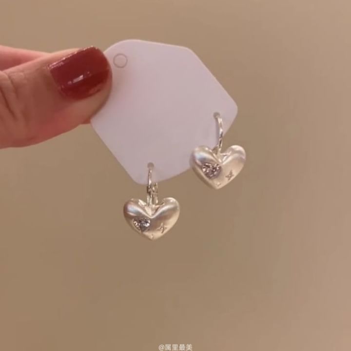 Earring CZ Heart Drop