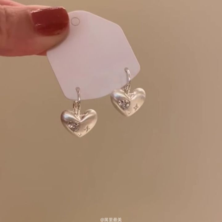 Earring CZ Heart Drop