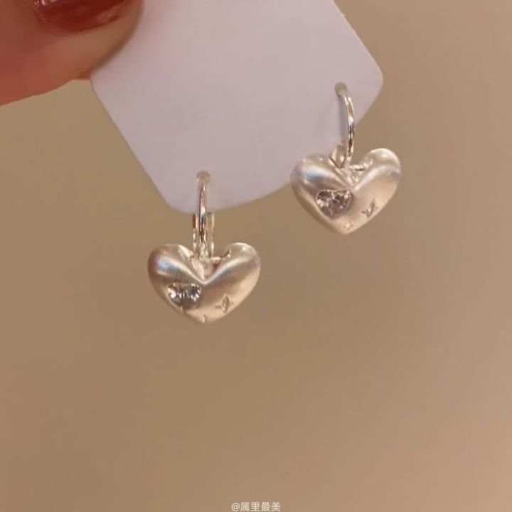Earring CZ Heart Drop