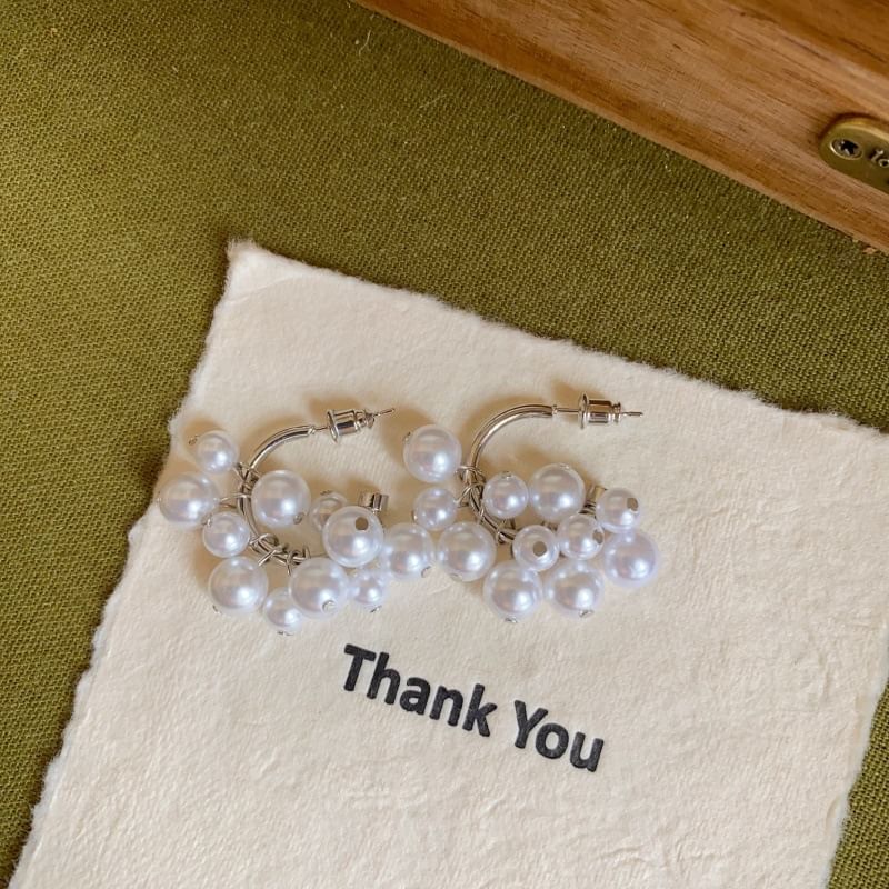 Earring Pearl Hoop Faux