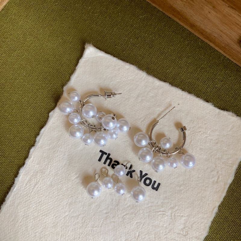 Earring Pearl Hoop Faux