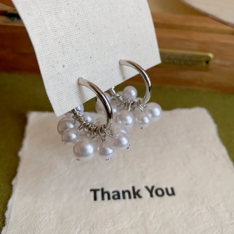 Earring Pearl Hoop Faux