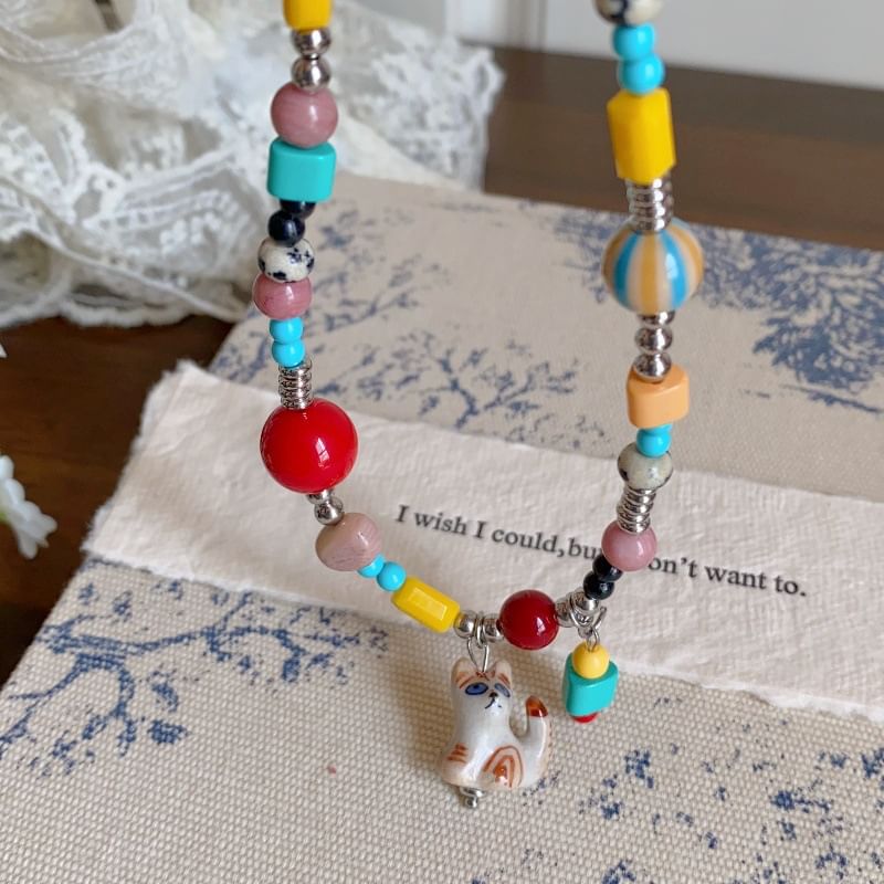 Bead Cat Necklace Pendant
