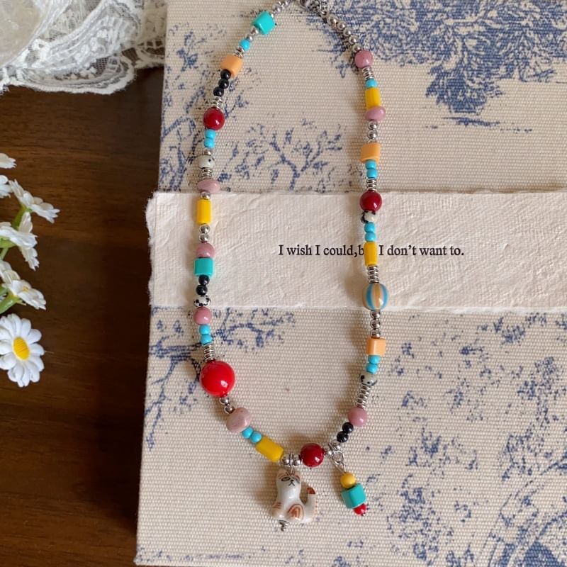 Bead Cat Necklace Pendant