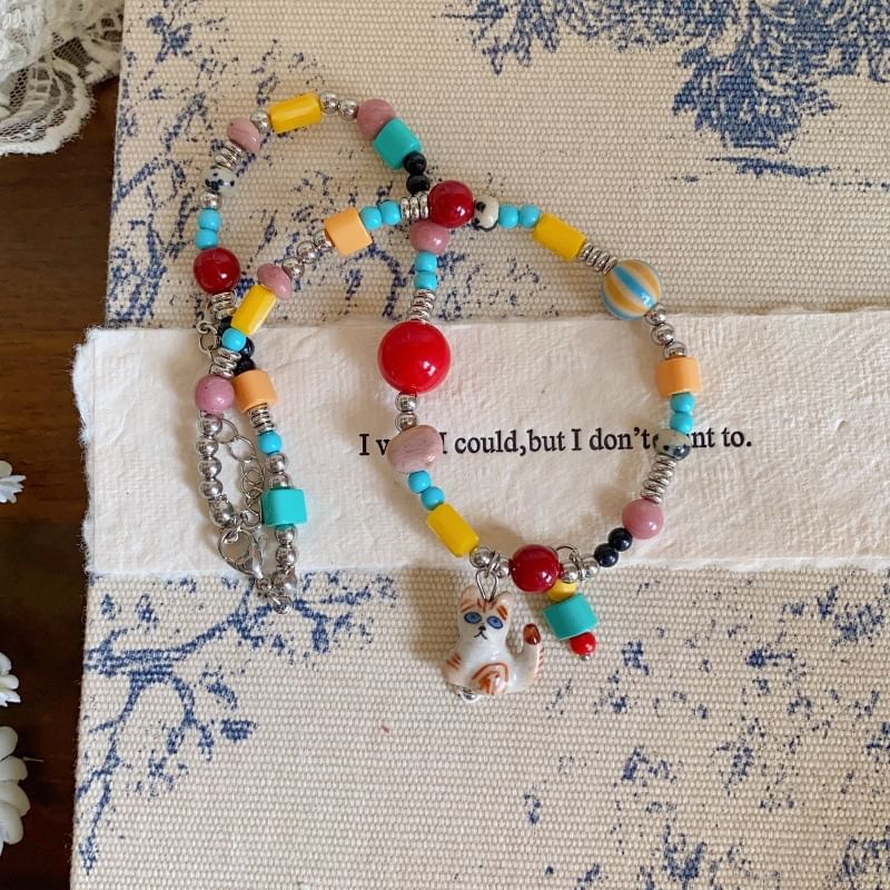 Bead Cat Necklace Pendant