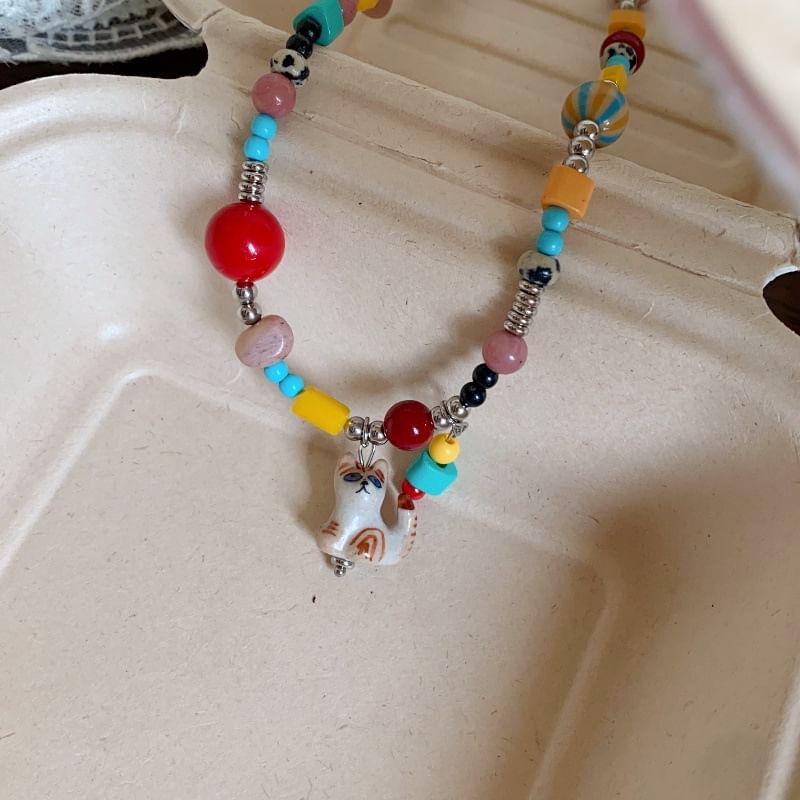 Bead Cat Necklace Pendant