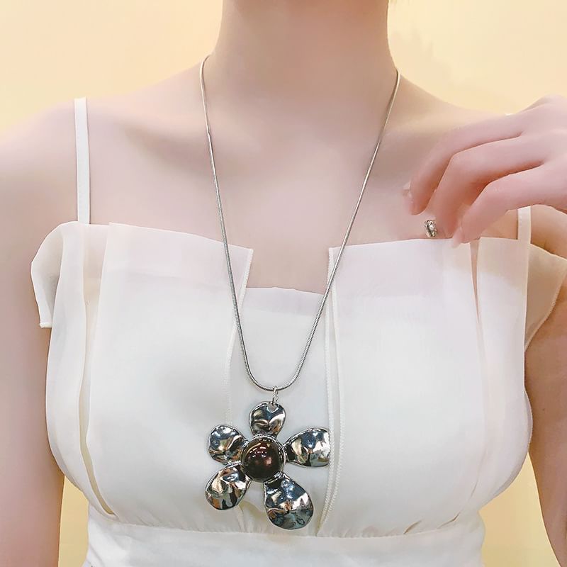 Snake Necklace Statement Flower Chain Pendant