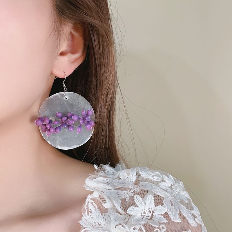 Drop Earring Asymmetrical Flower Disc Statement