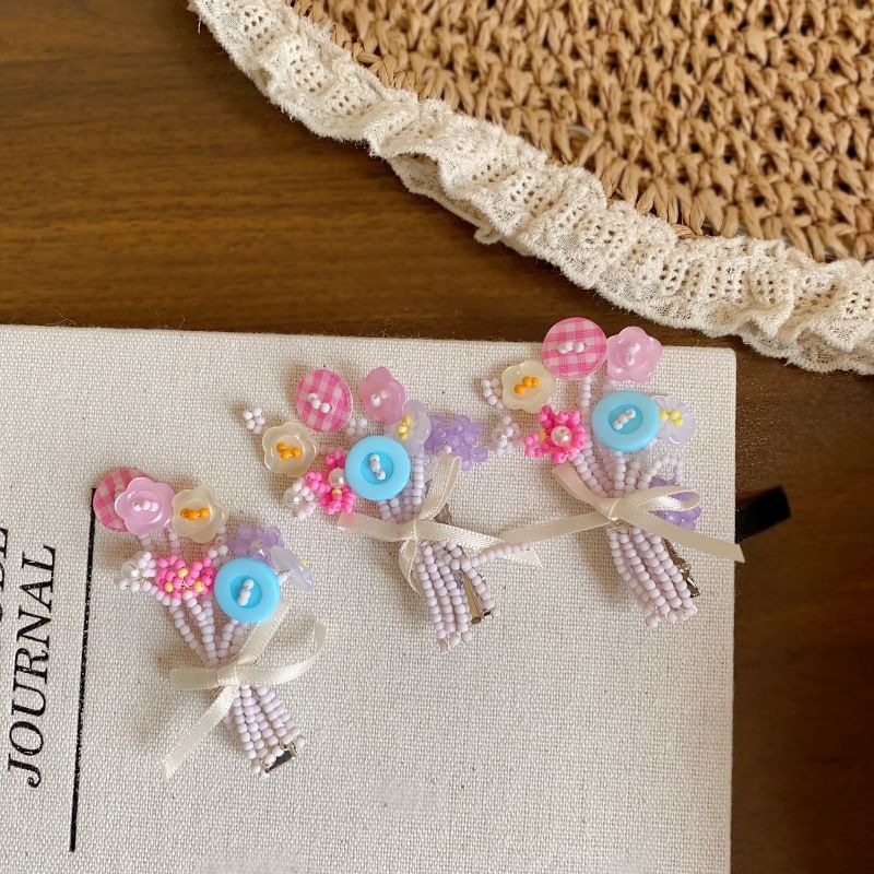 Clip Bow Flower Hair Bead