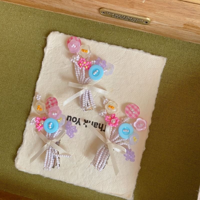 Clip Bow Flower Hair Bead