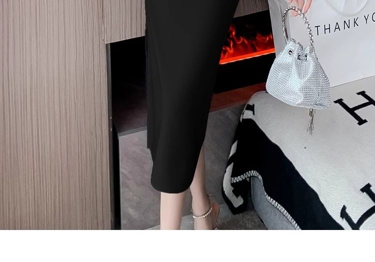 Sheath Dress Sleeveless Midi Plain