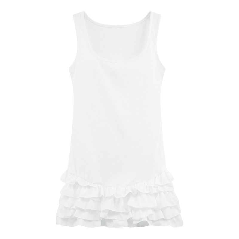 Plain Sleeveless Mini Tiered Dress