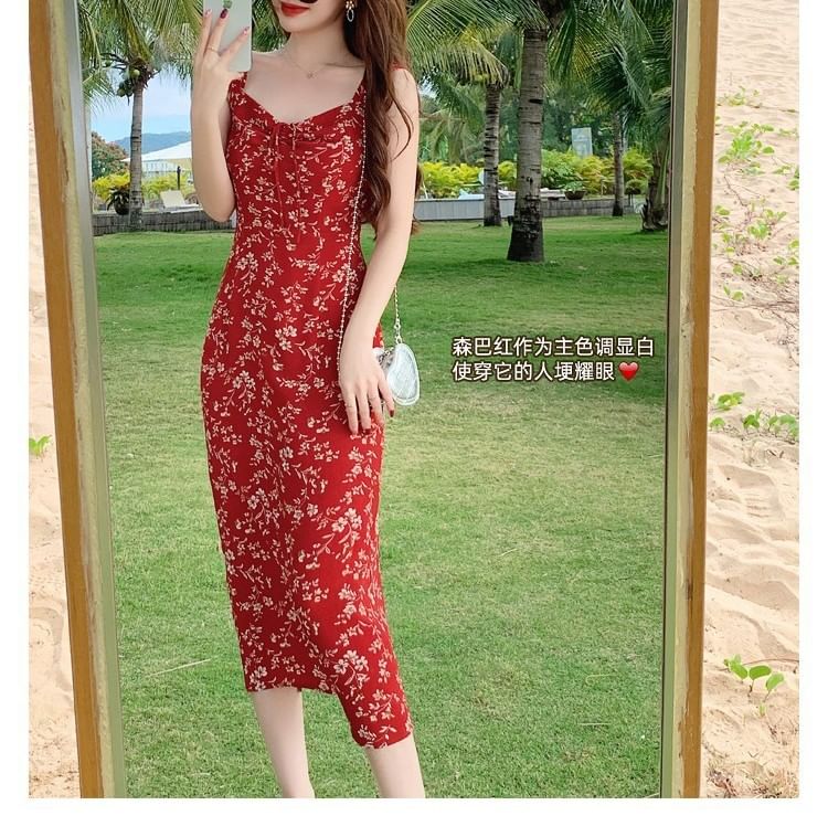 Dress Floral Sleeveless V-Neck Sheath Print Maxi