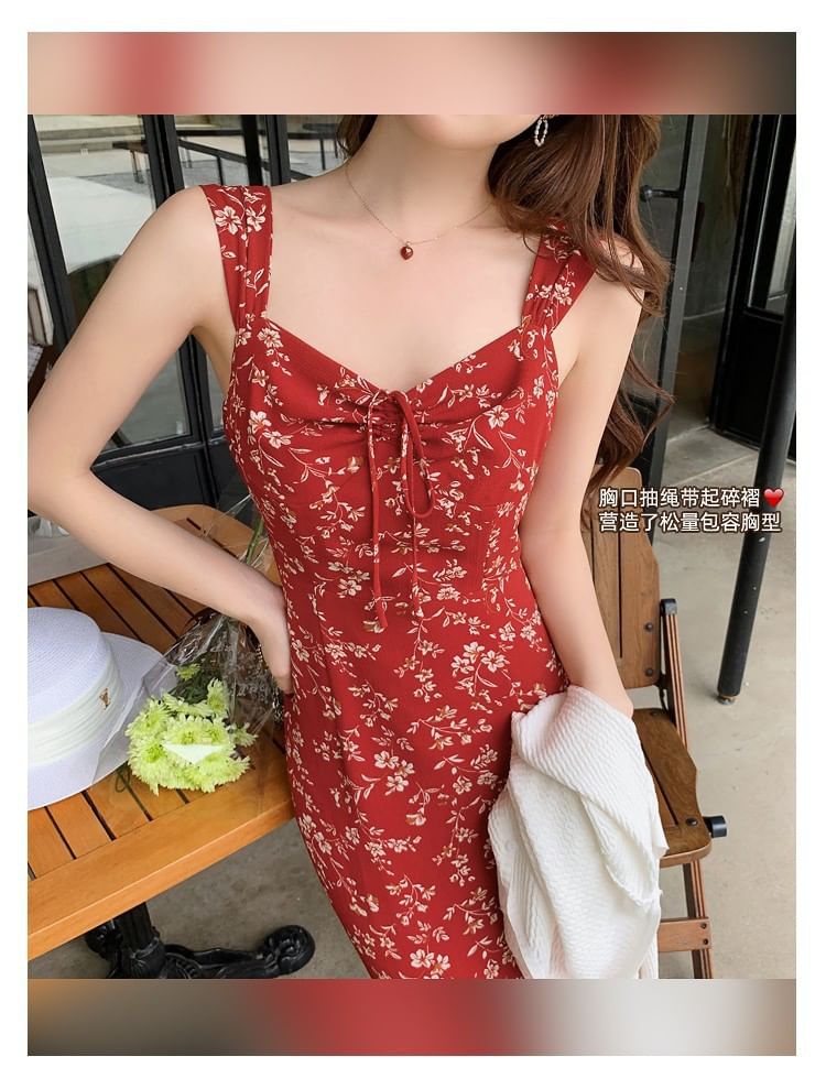 Dress Floral Sleeveless V-Neck Sheath Print Maxi