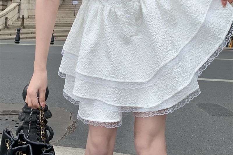 A-Line Short-Sleeve Sailor Dress Mini Collar