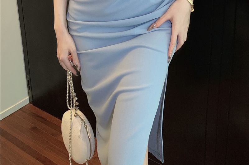 Neck Plain Sheath Dress Maxi Halter