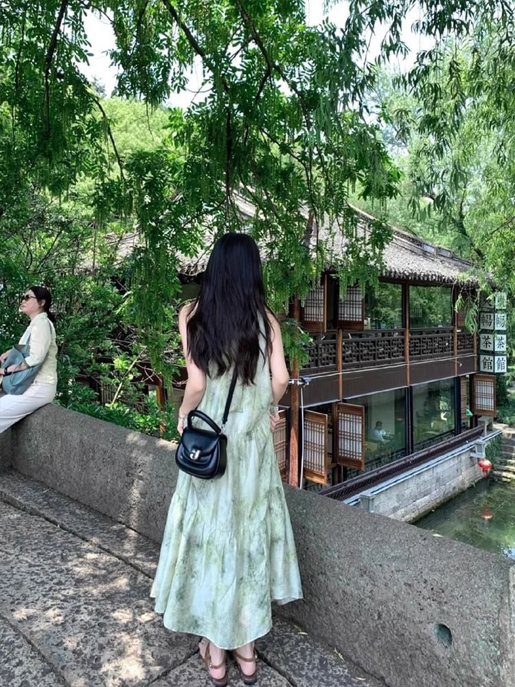 Sleeveless Maxi A-Line Dress Print