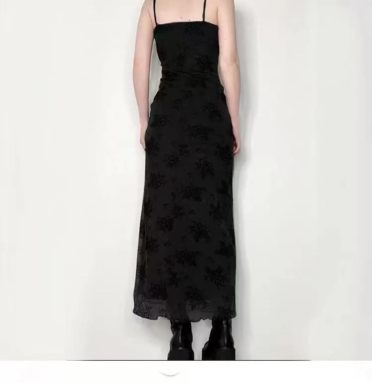 Lace Strap Spaghetti Dress A-Line Maxi