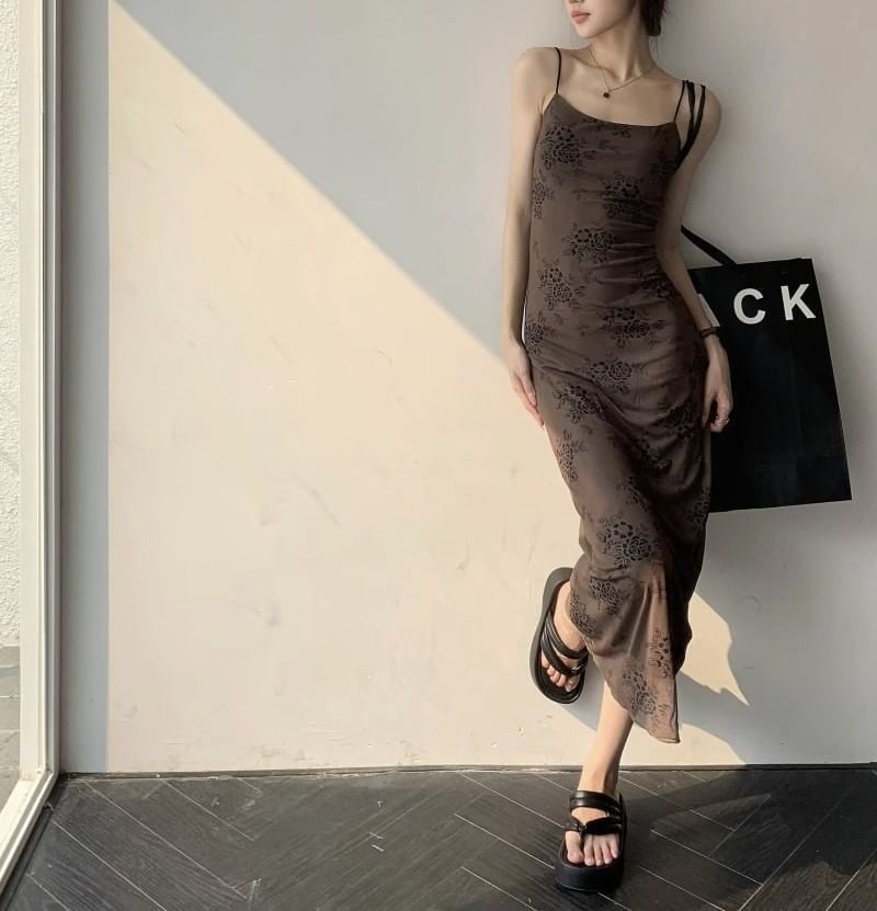 Lace Strap Spaghetti Dress A-Line Maxi