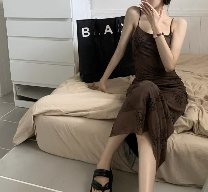 Lace Strap Spaghetti Dress A-Line Maxi