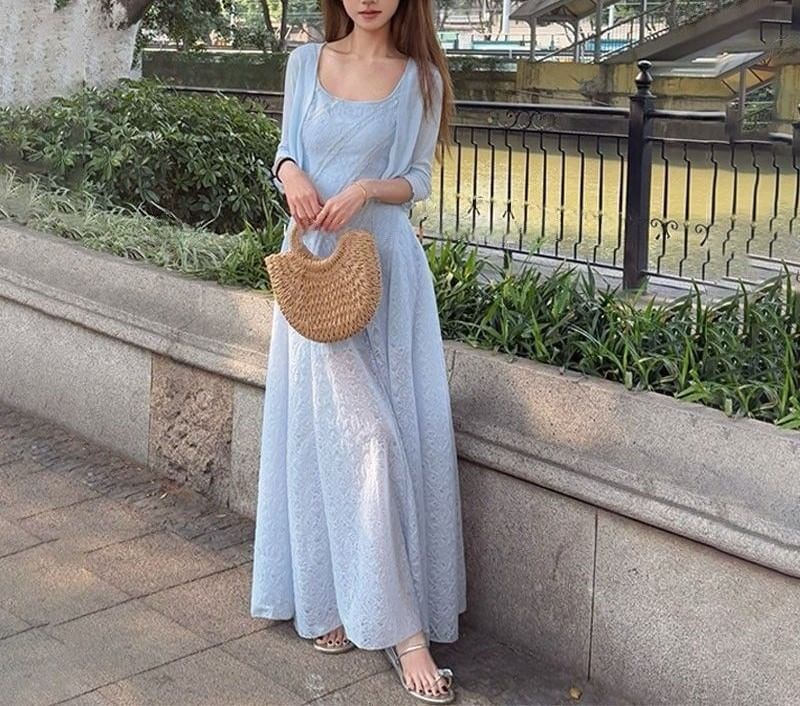 A-Line Sleeveless Neck Plain Square Maxi Dress
