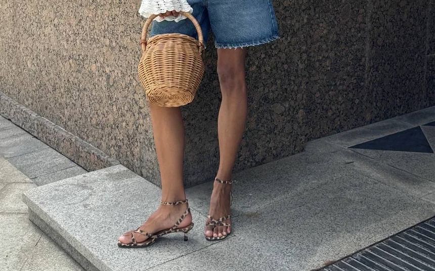 V-Neck Crop Cardigan Plain Perforated Flared-Cuff Button-Up