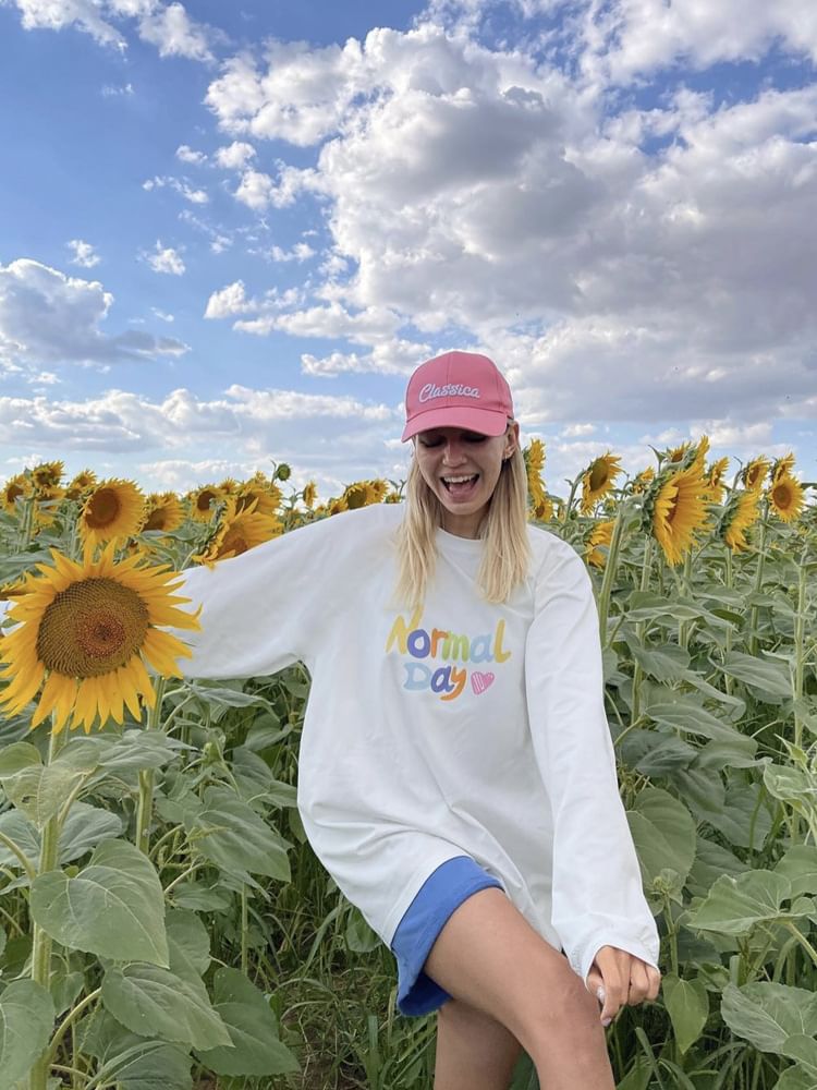 Print Crew Neck Long-Sleeve T-Shirt Lettering