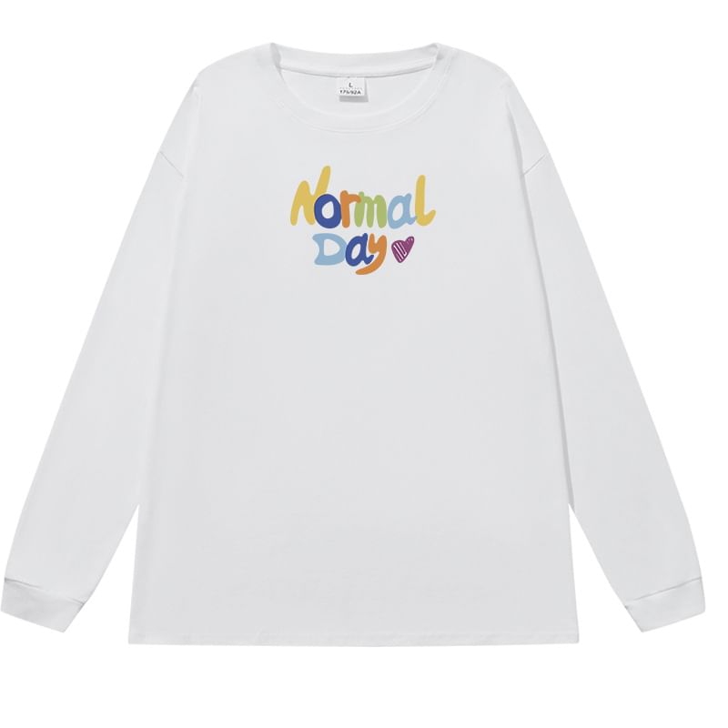 Print Crew Neck Long-Sleeve T-Shirt Lettering