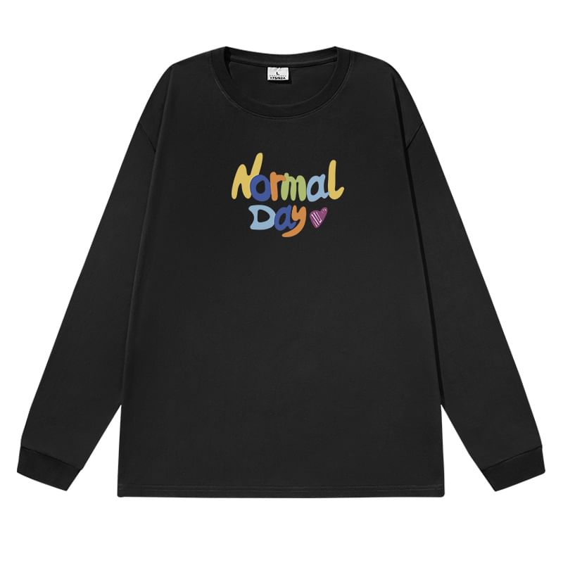 Print Crew Neck Long-Sleeve T-Shirt Lettering